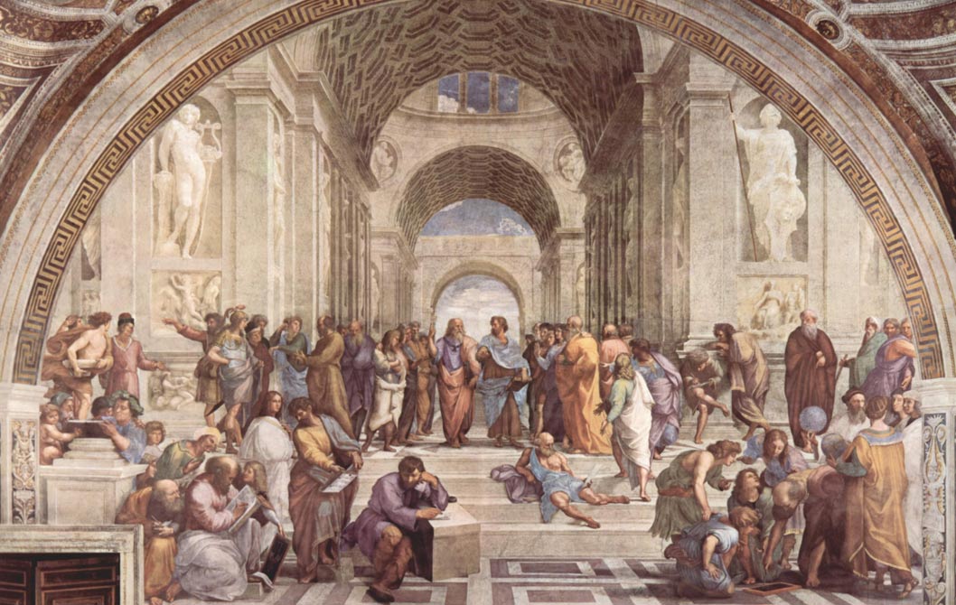 Aristoteles en Plato in de school van Athene